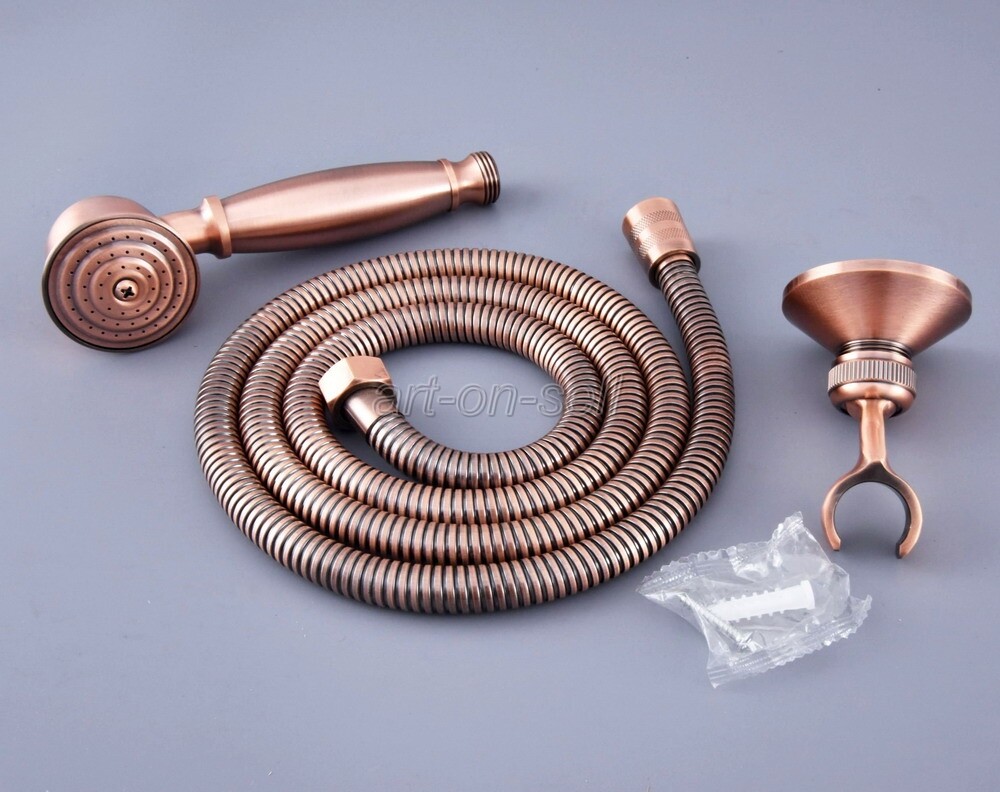 Red Copper Hand Shower Head Bathroom Shower Sprayy+1.5m Hose+Wall Bracket