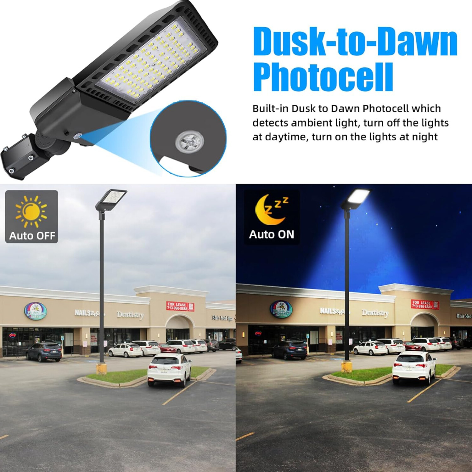 300 watt LED Shoebox Parking Lot Light Fixture Outdoor LED Lighting, 5000K White