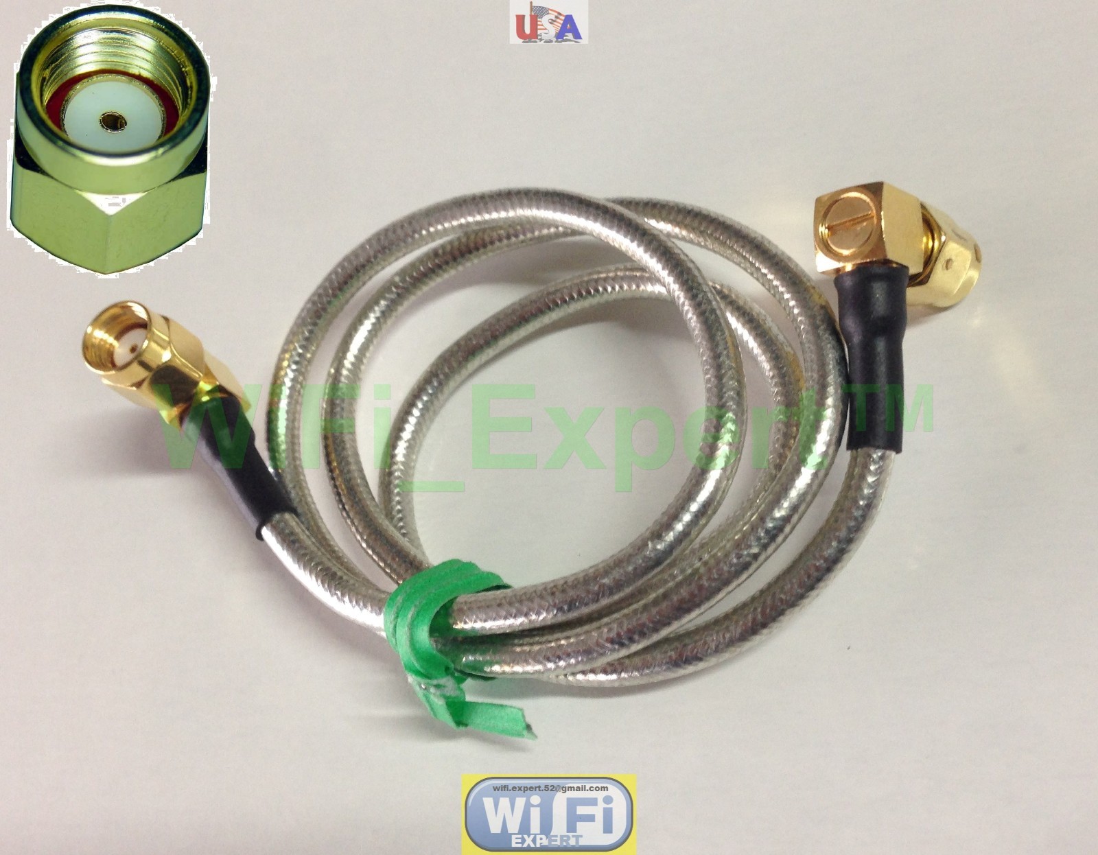 RP-SMA Male to RPSMA Male RIGHT ANGLE flexible Jumper Cable RG405 4-36 INCHES US
