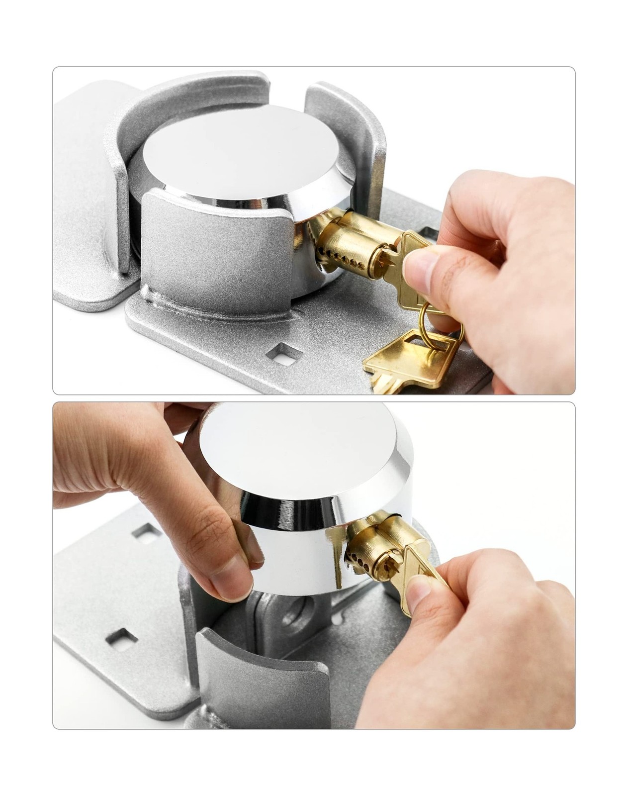 QWORK Solid Steel Puck Lock Set with Hasp – Reinforced Security Design for
