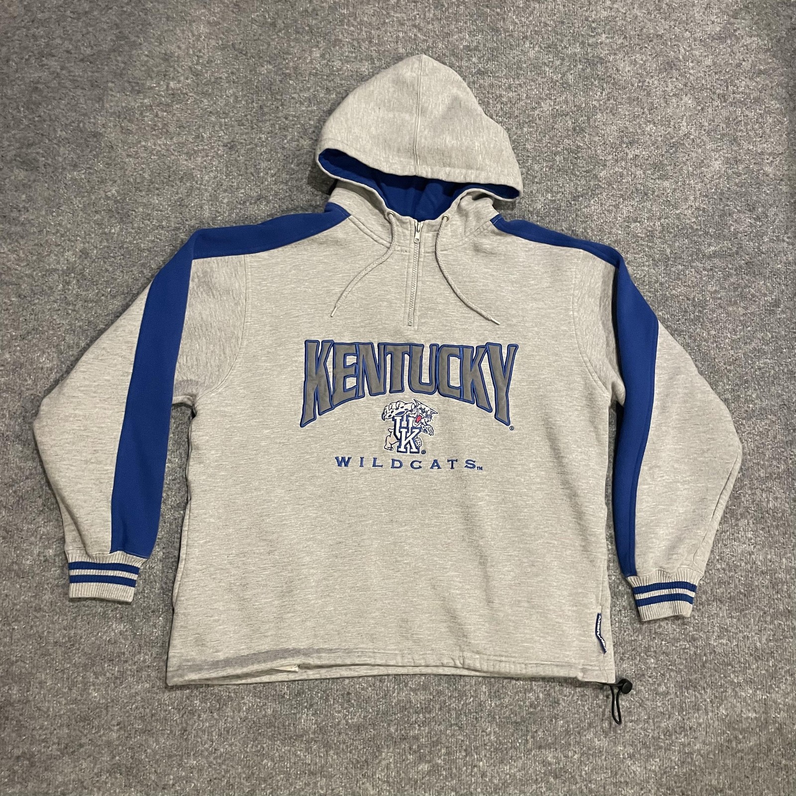 Vintage Kentucky Wildcats 1/4 Zip Hoodie Mens M Lee Gray Blue NCAA Pullover