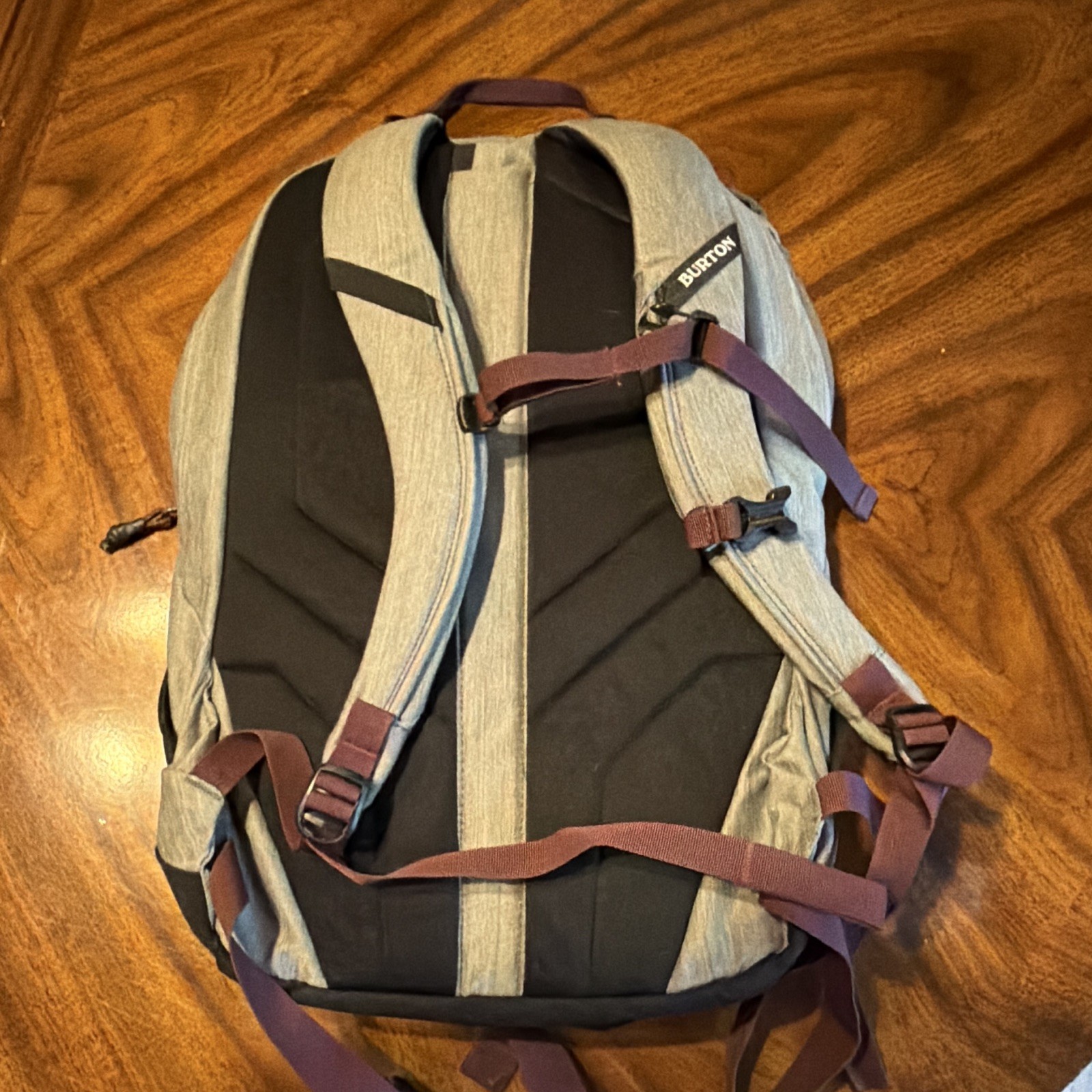 Burton Gray/Black Backpack Buckle Closure Padded Straps External Pockets