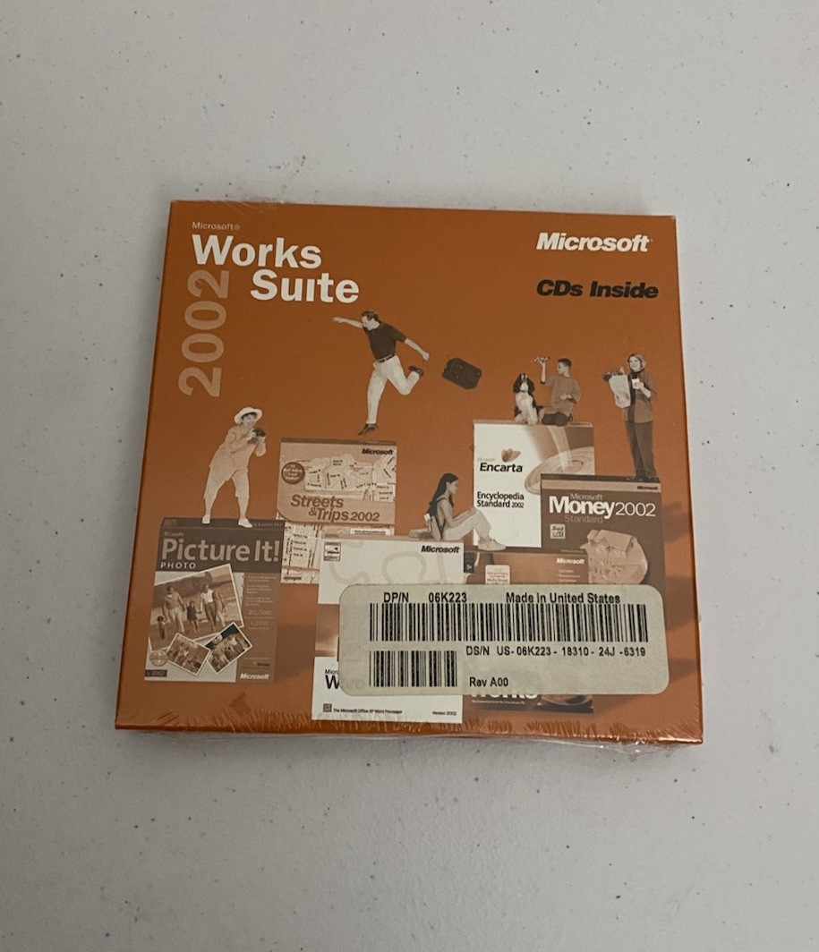 Microsoft Works Suite 2002 Software CD with Product Key ~ Brand New Sealed