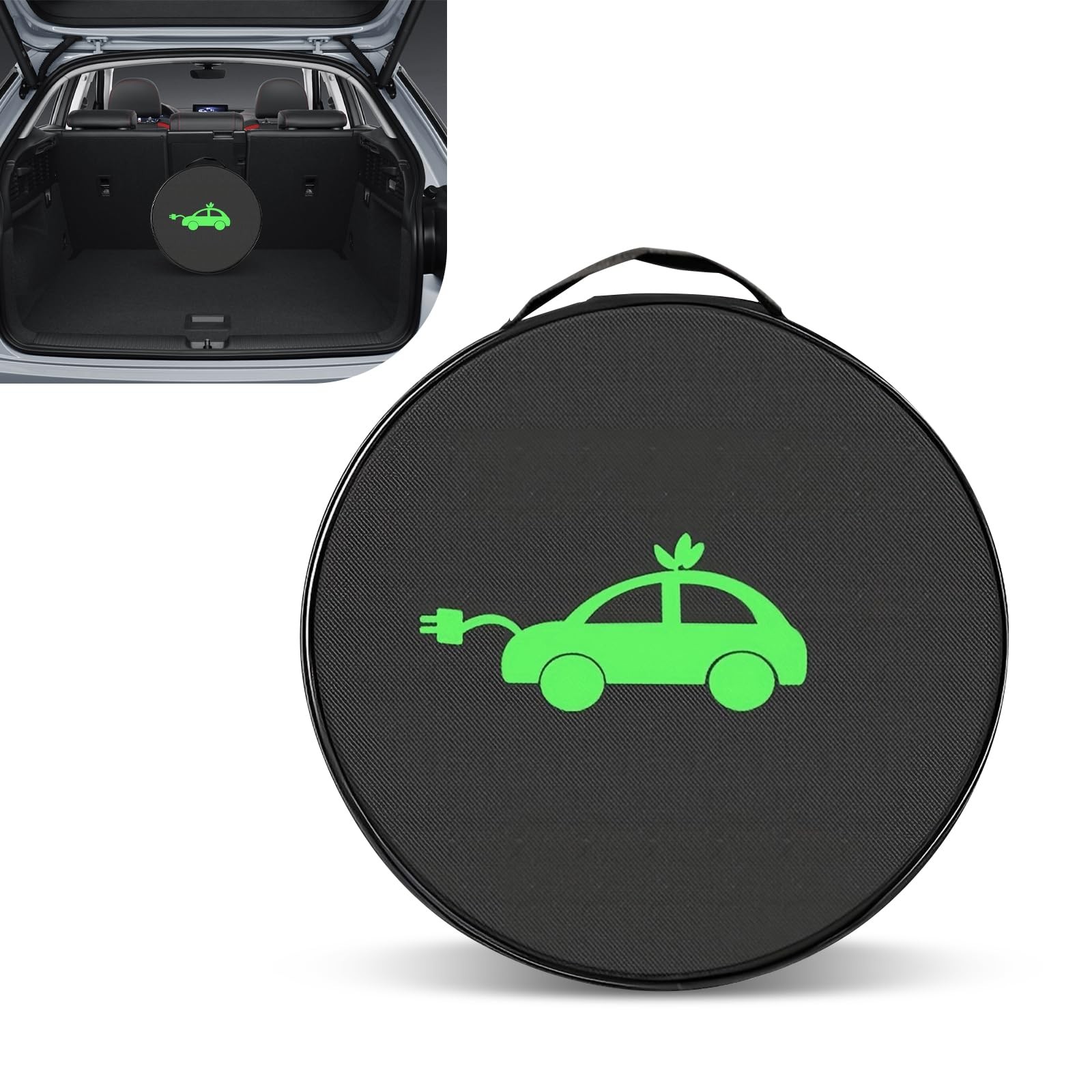 Round Car Tools Cable Bag Waterproof EV Charging Jumper Cord Organizer