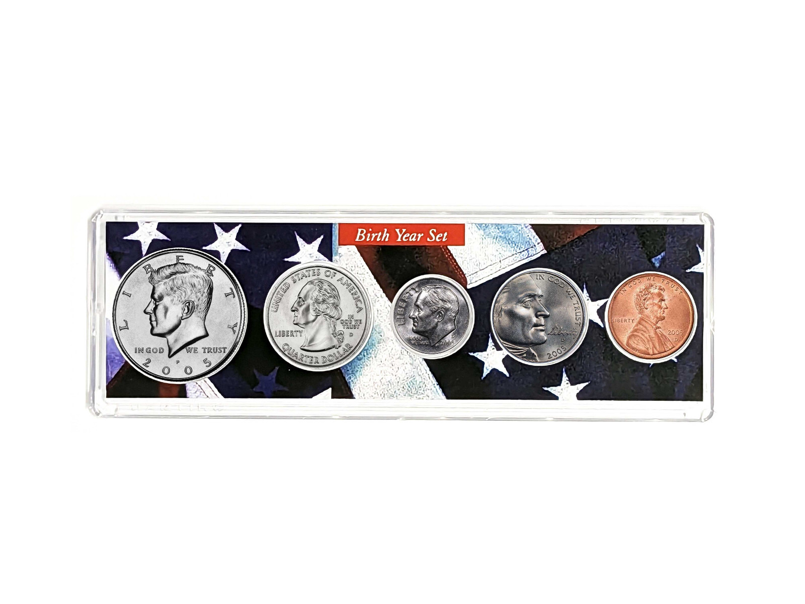 2005 Birth Year Coin Set in American Flag Holder - 5 Coin Set