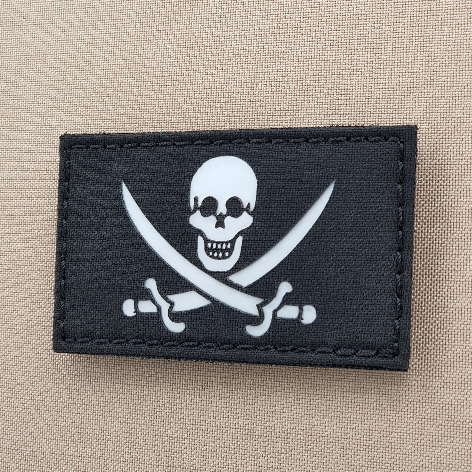 calico jack jolly roger reflective morale tactical patch