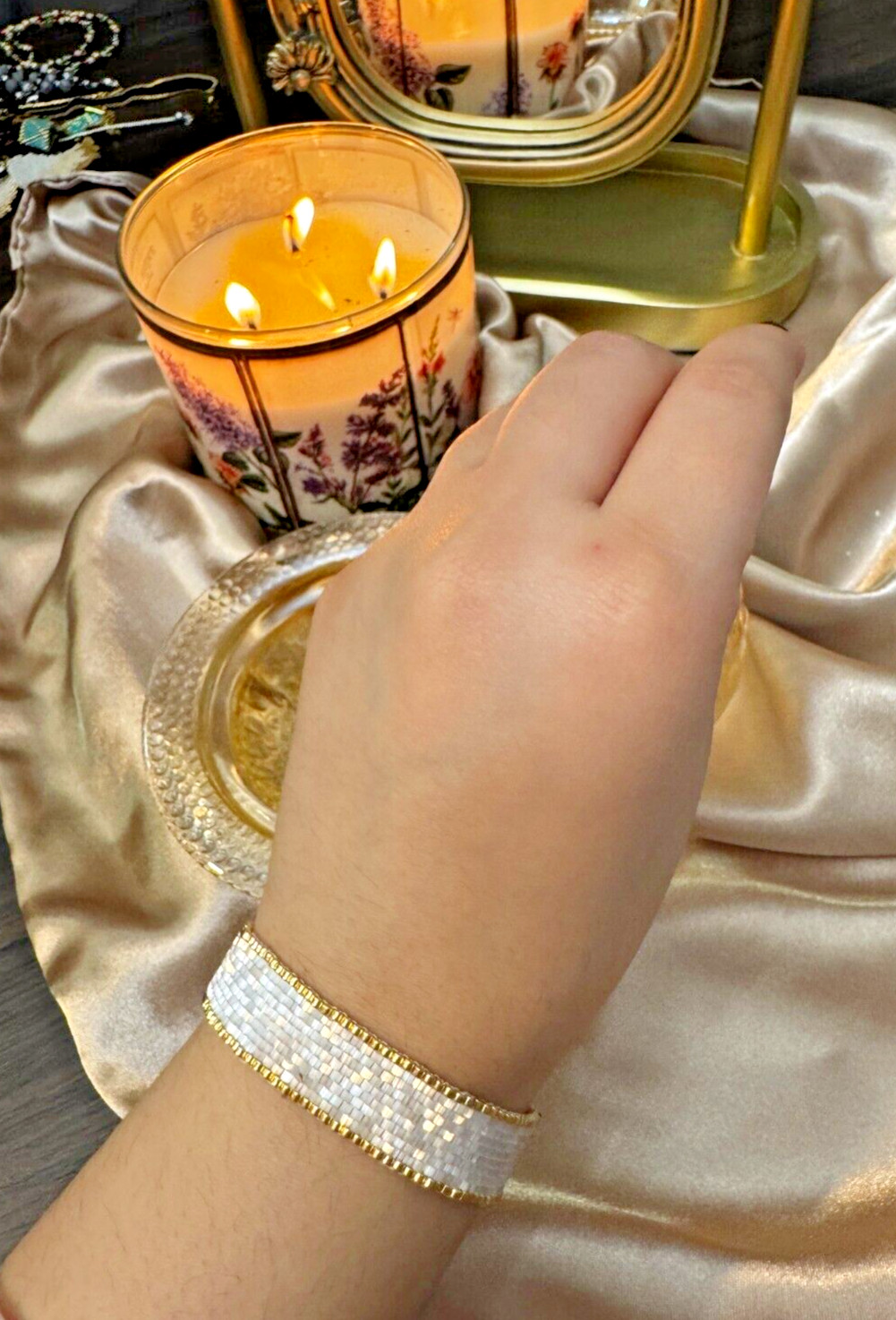 Handmade Elegant Gold White Miyuki  Bead Bracelet-Wedding gift