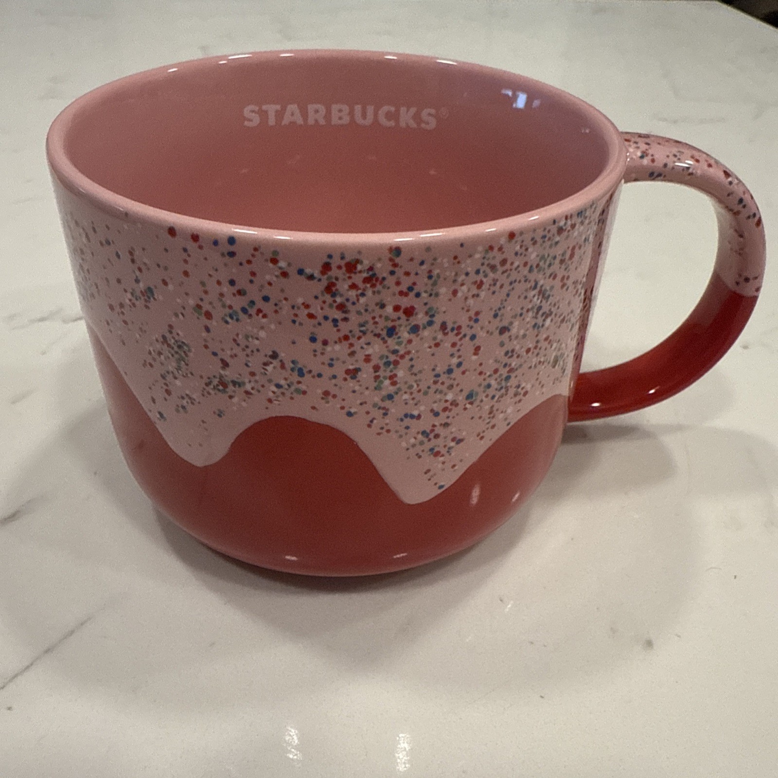 Starbucks Coffee Cup Red And Pink Icing Sprinkles 14Oz Mug Near Mint Condition