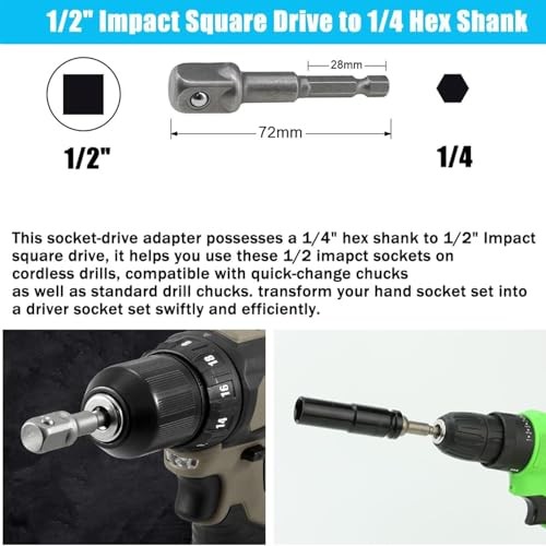 Deep Impact Socket Set 1/2 Inch, 10Pcs Drive Master Deep 10 PCS (10mm - 24mm)