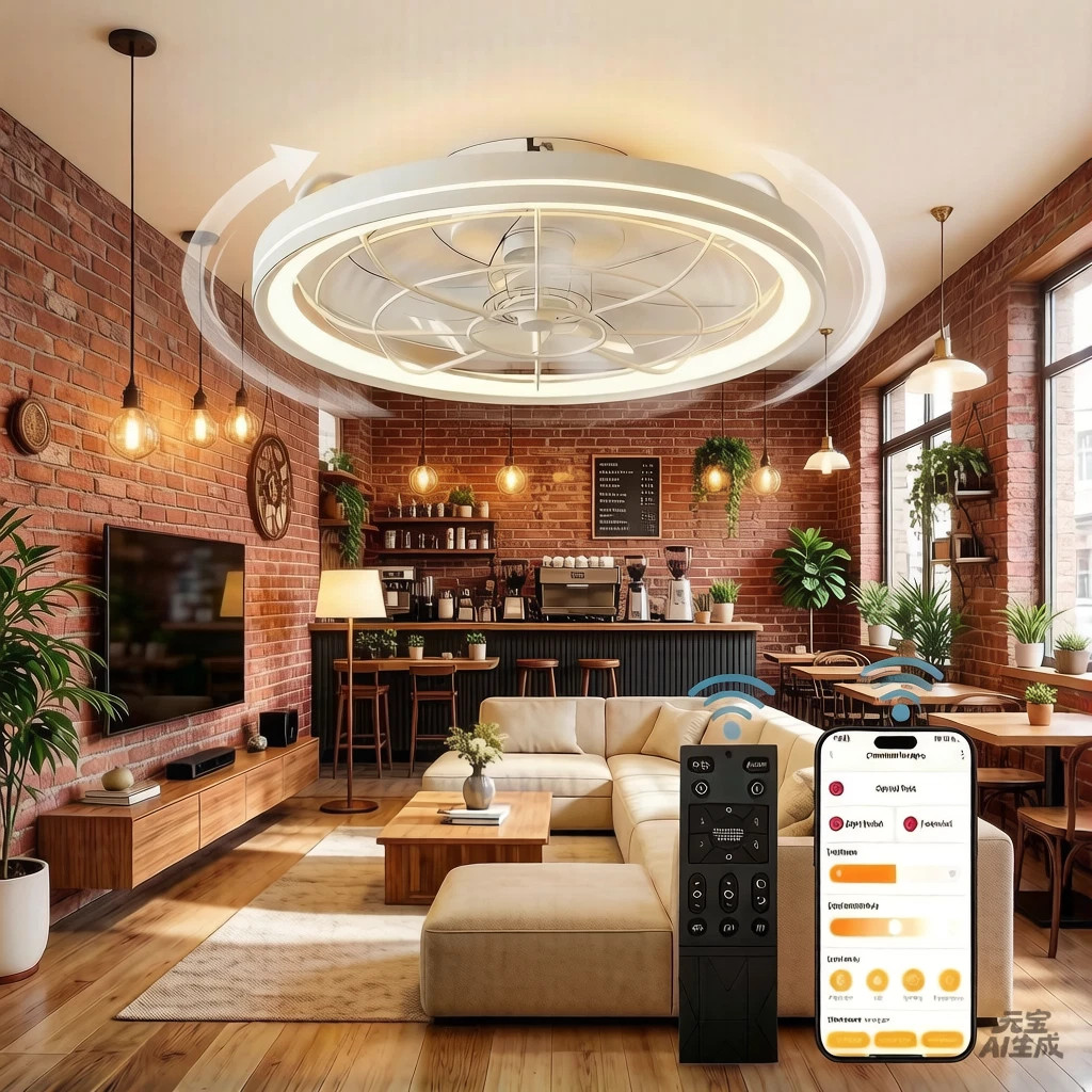 20 inch White Flush Mount LED Ceiling Fans with Light Remote APP Control Modern