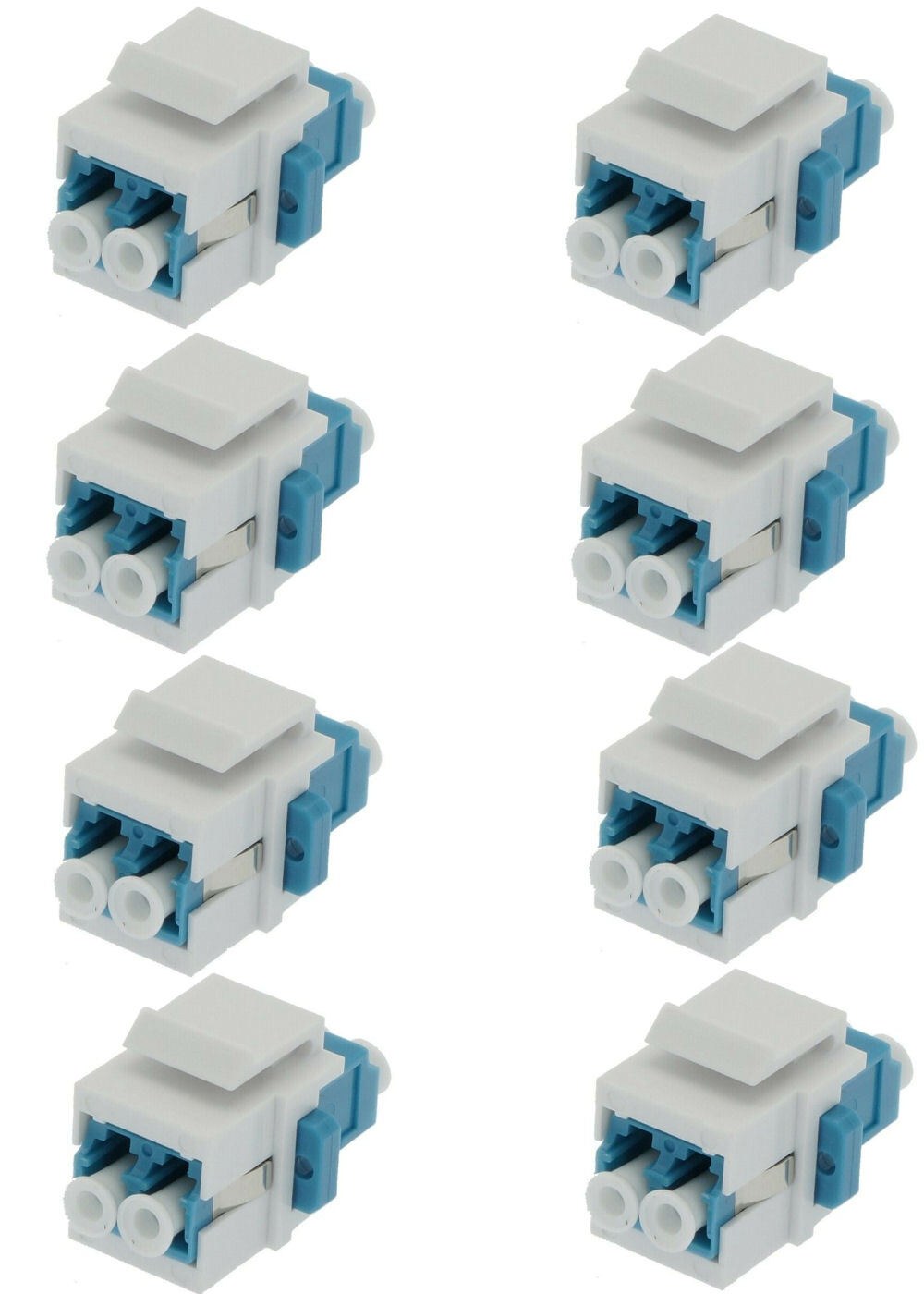 8 PCS LC/UPC Keystone Duplex Single Mode Fiber Optical Jack Insert Coupler Blue