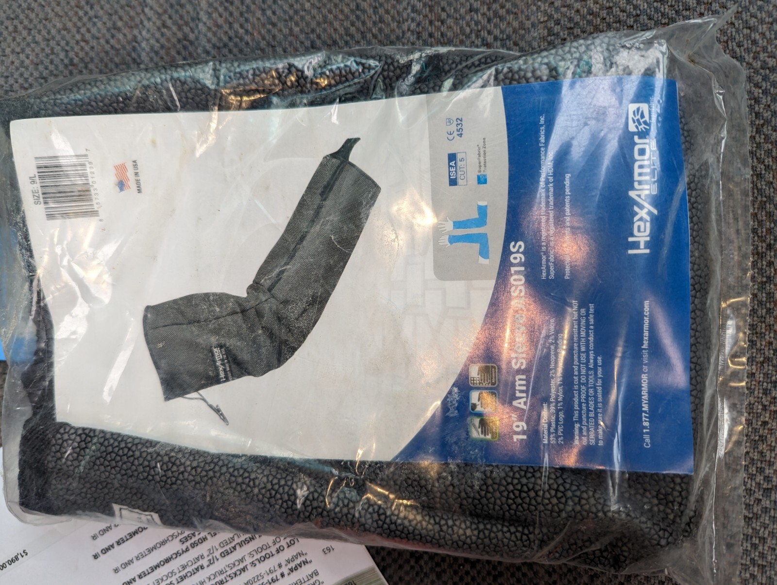HEX-ARMOR ELITE 19" AS019S Level A5 Cut Resistant Sleeve Size Large