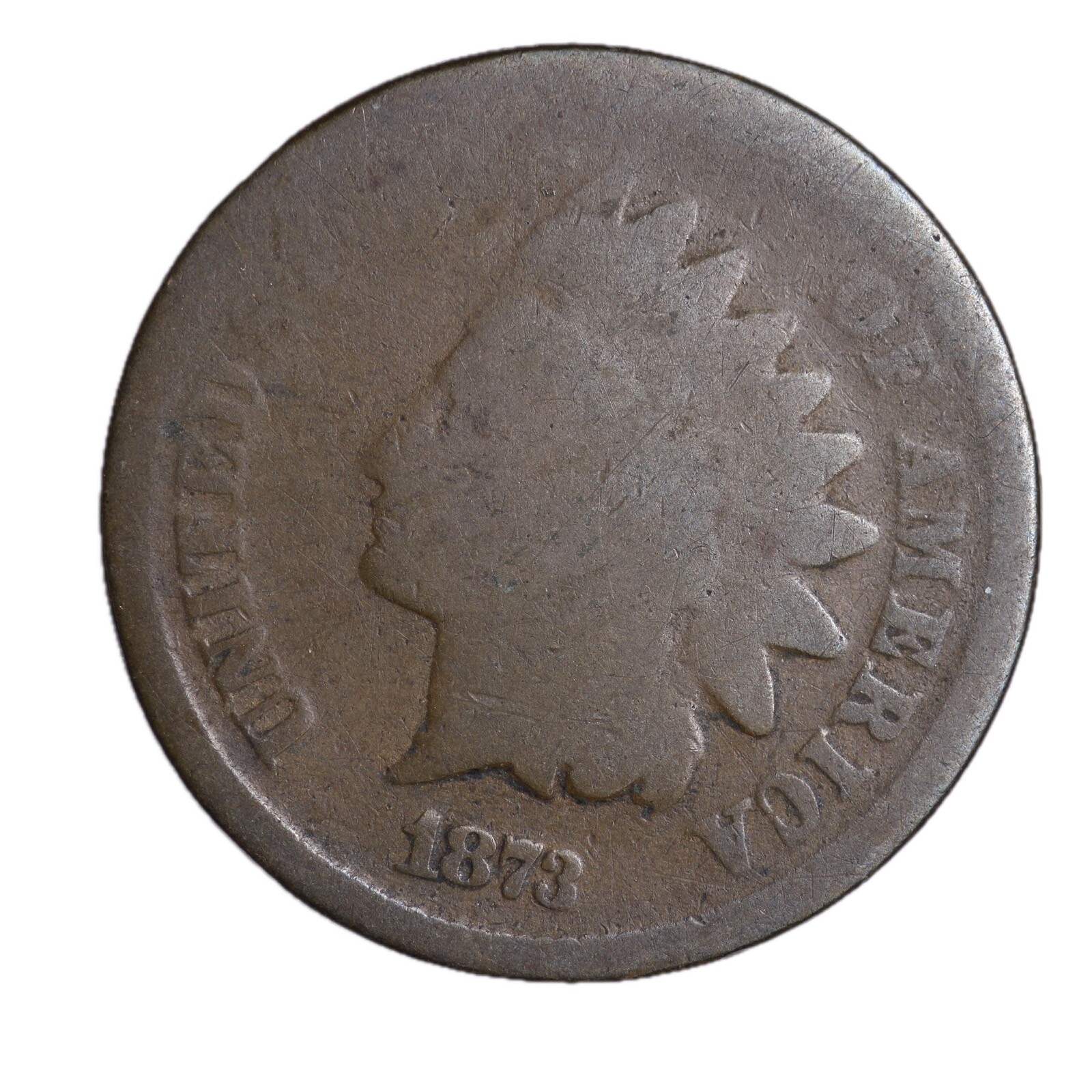 1873 FULL DATE Indian Head Cent Penny ABOUT GOOD