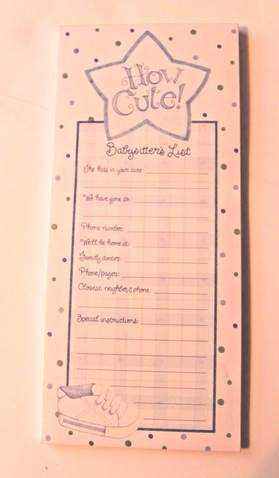 Kimberly Montgomery Cute Boy Babysitter's List Magnetic Notepad Blue & White NEW