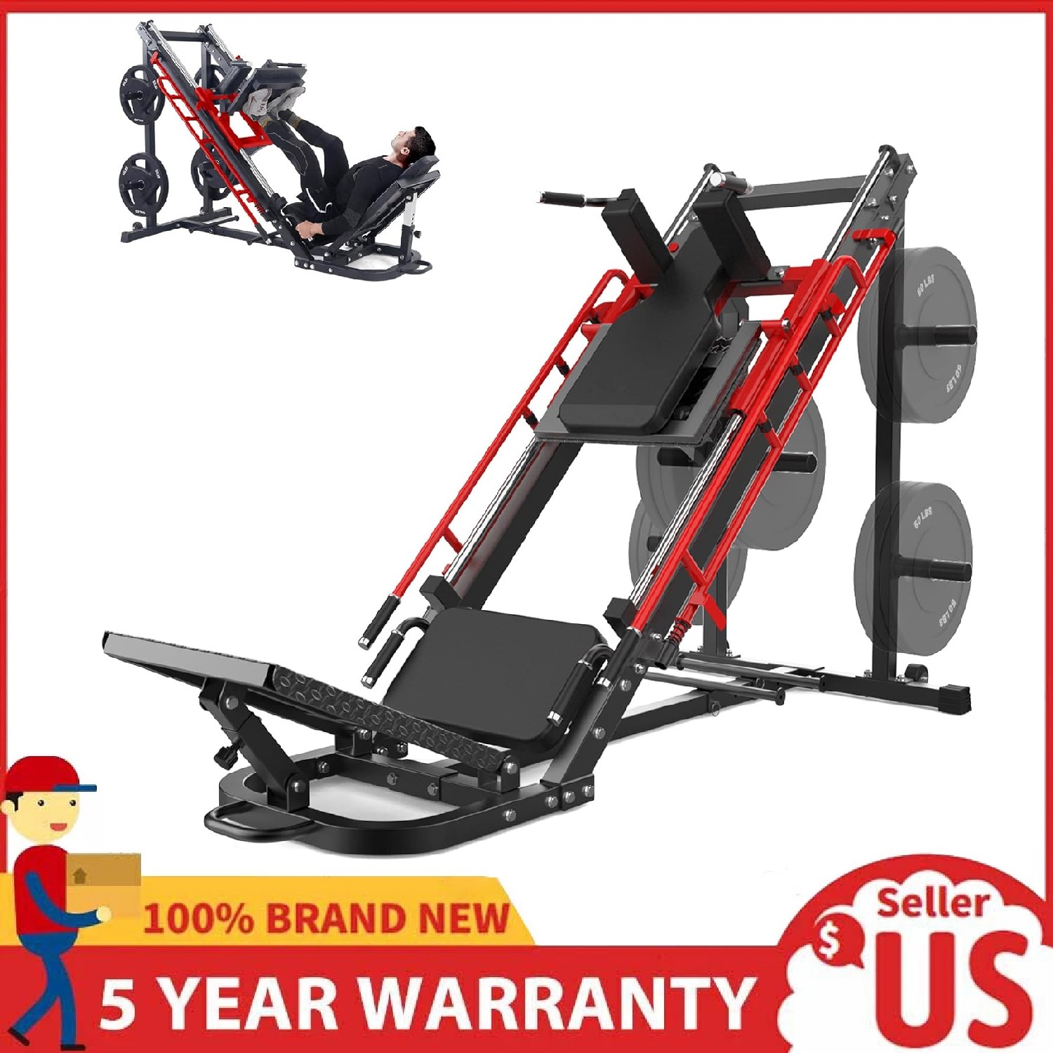 Leg Press Hack Squat Machine, Home Gym for Lower Body Workout Hack Squat Machine