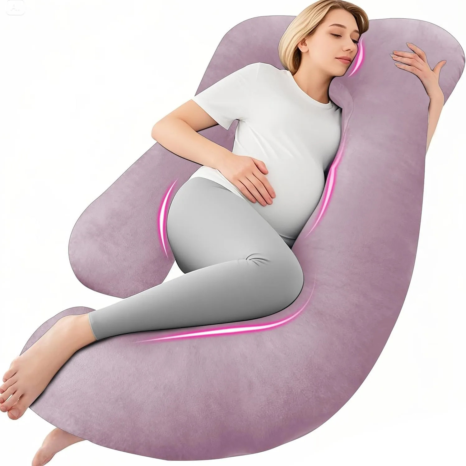 U Shaped Full Body Pregnancy Pillow 58 Inch Maternity Support With Removable...