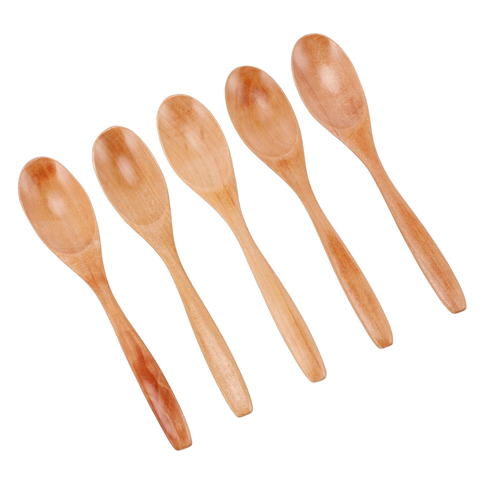 5 Wooden Honey Spoons Durable Serving Set For Kitchen Use