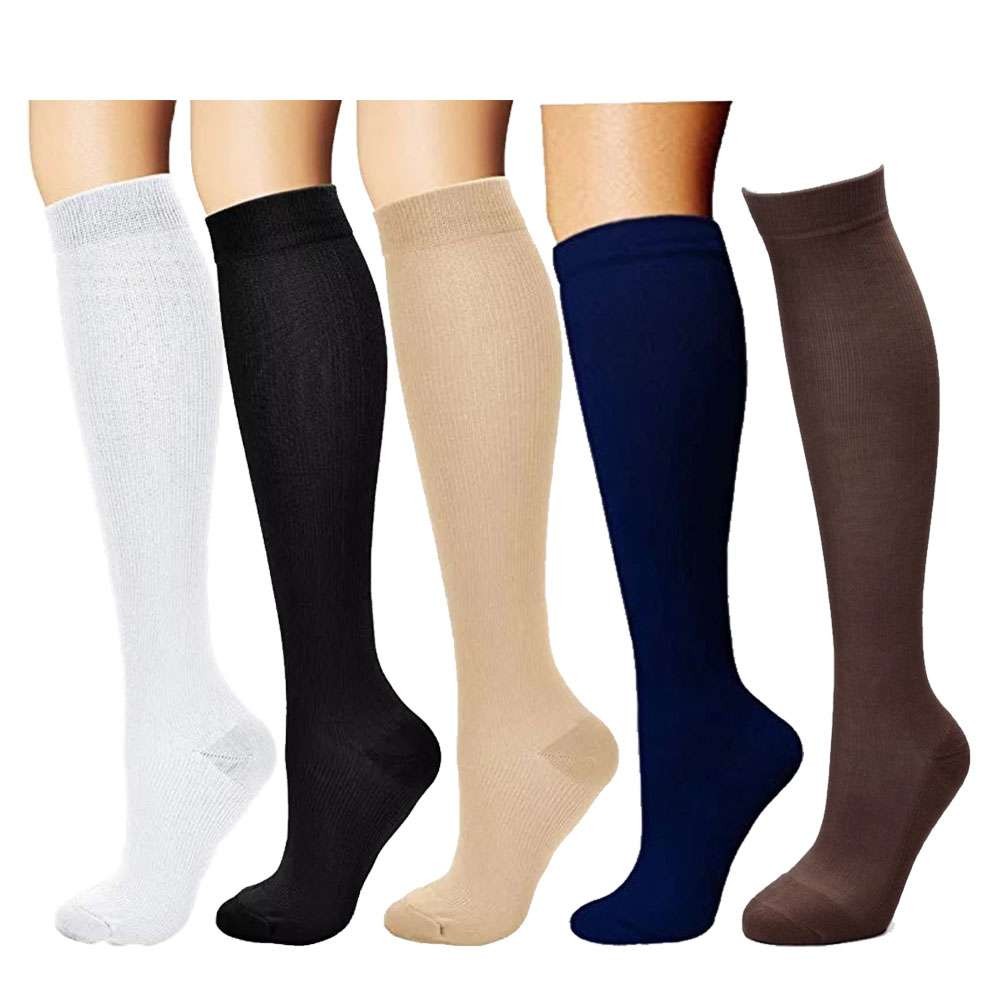 (5 Pairs) S-XXL Compression Socks Stocking Knee High Graduated Support Men Women