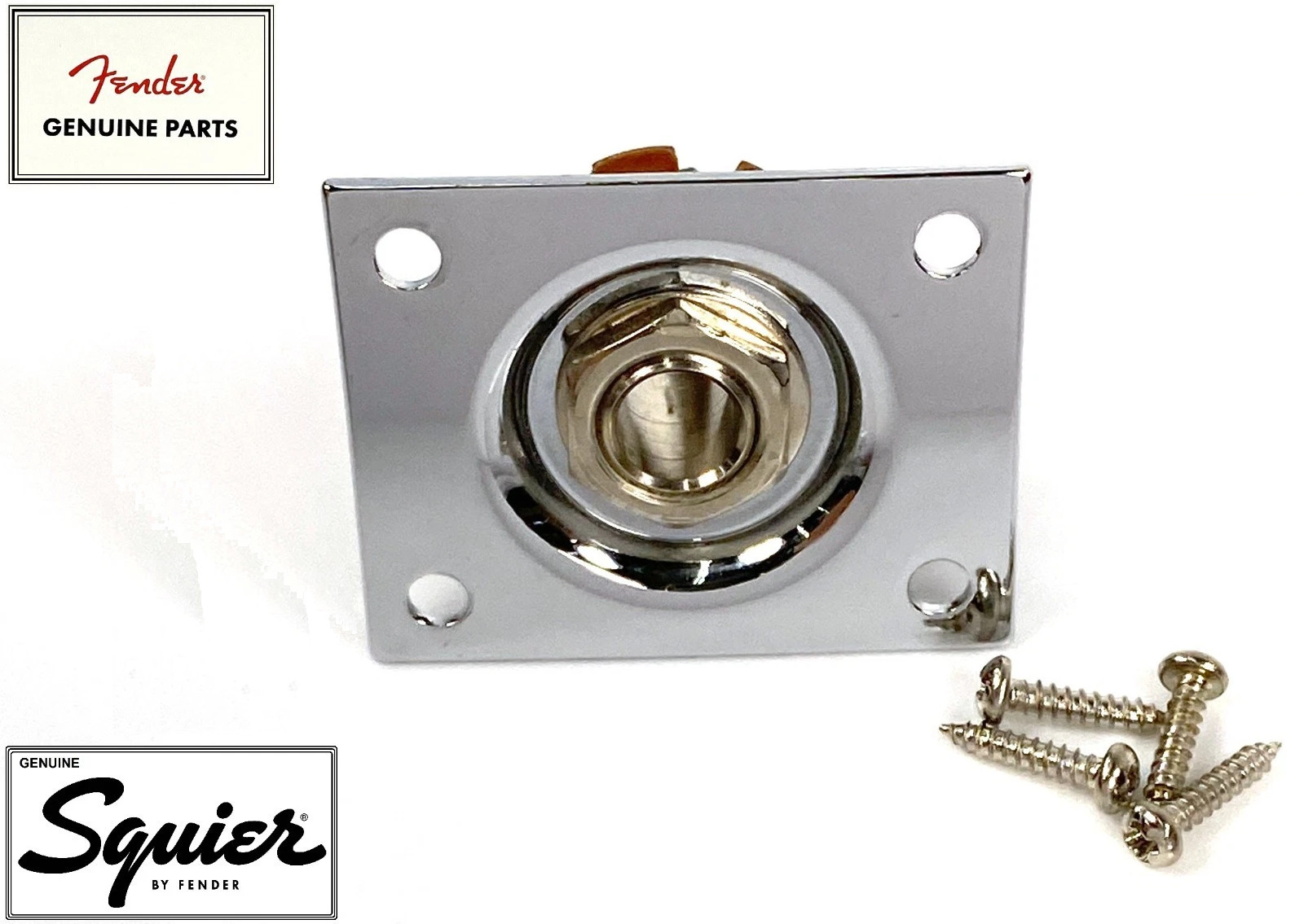 REAL Fender Squier Tele CHROME STEEL JACK PLATE w/SCREWS Telecaster Control