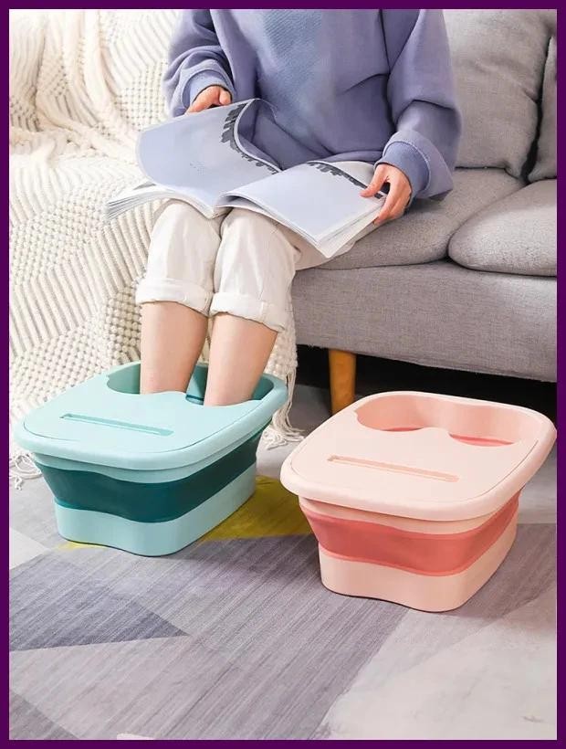Foldable Footbath Massage Bucket Soaking Bucket Folding Basin Spa Foot Bath.