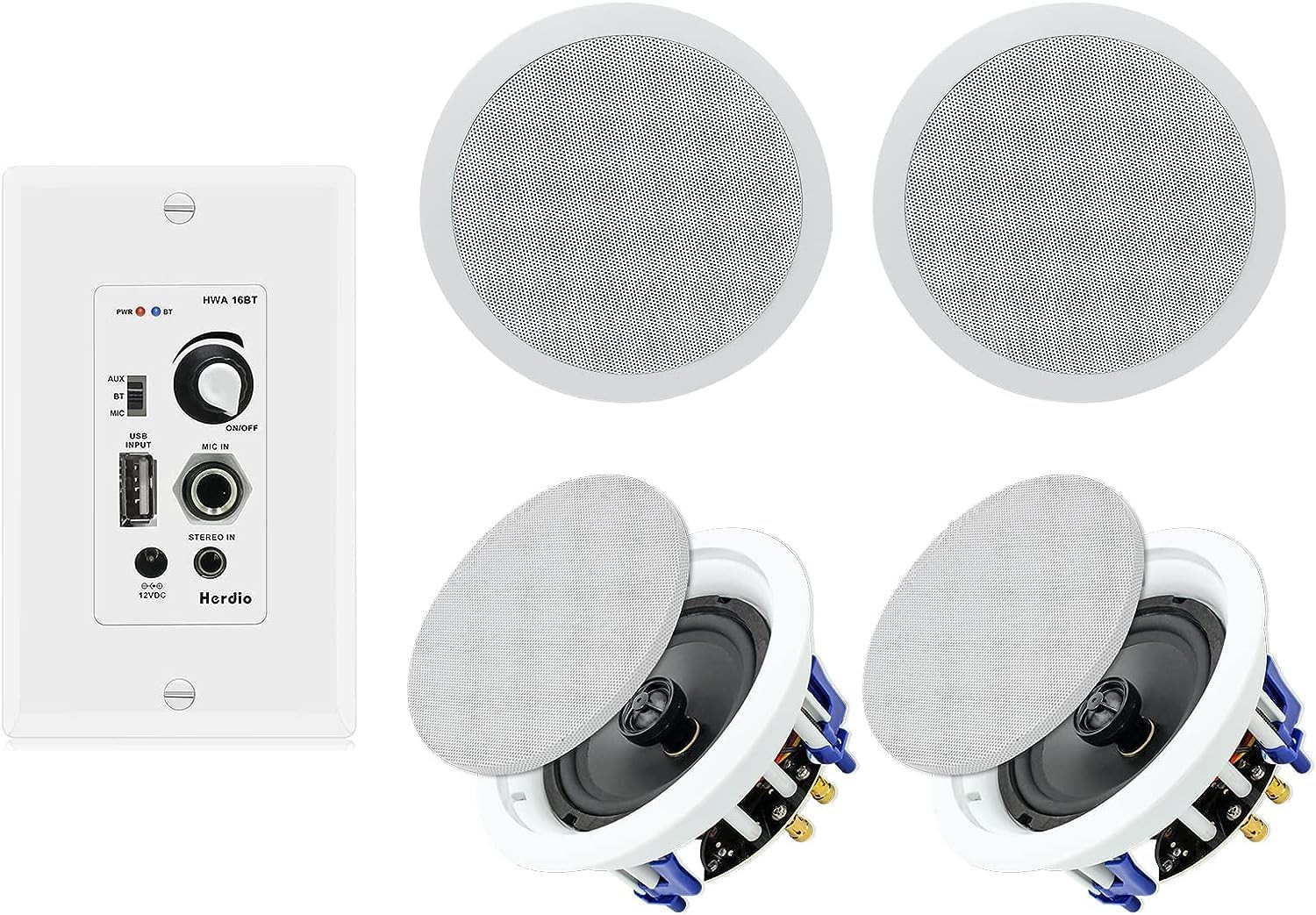 Home Audio Package in Wall Bluetooth Amplifier Volume Control Receiver Wall Plat