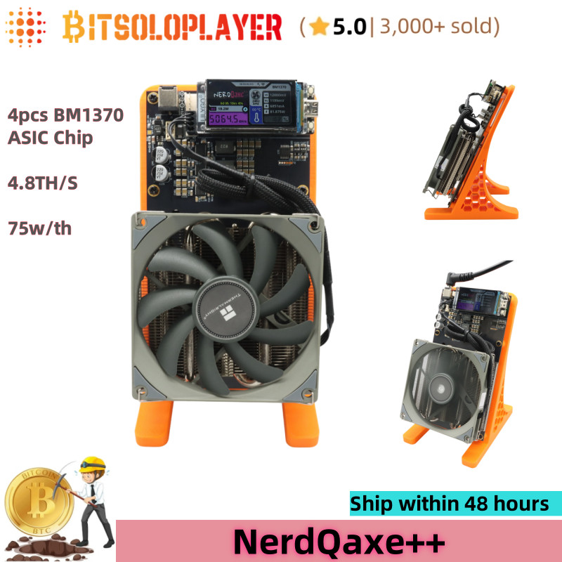 Powerful NerdQaxe++ 4.8TH/s Bitcoin Solo 4Pcs BM1370 ASIC Chip BTC Lottery Miner