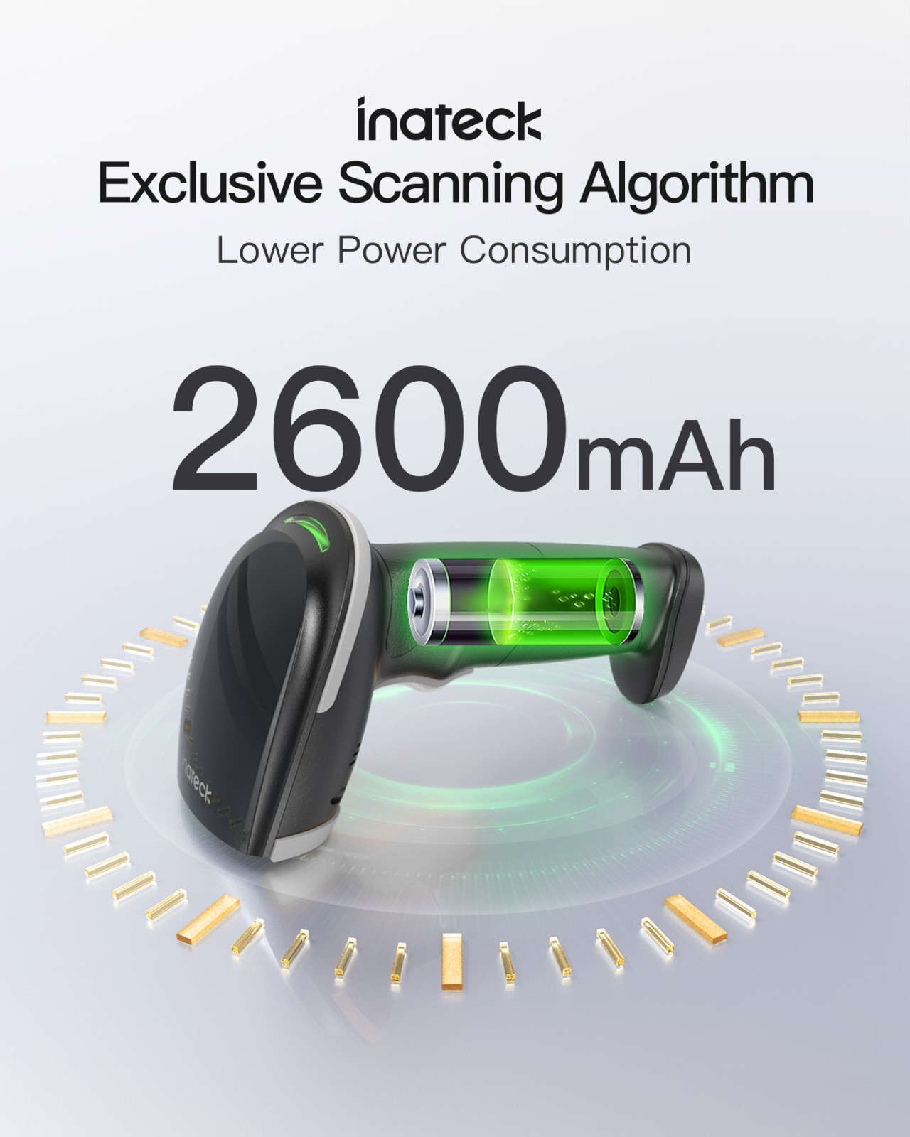 Inateck 2D Barcode Scanner, Wireless QR Code Scanner, Handheld Scanner APP SDK