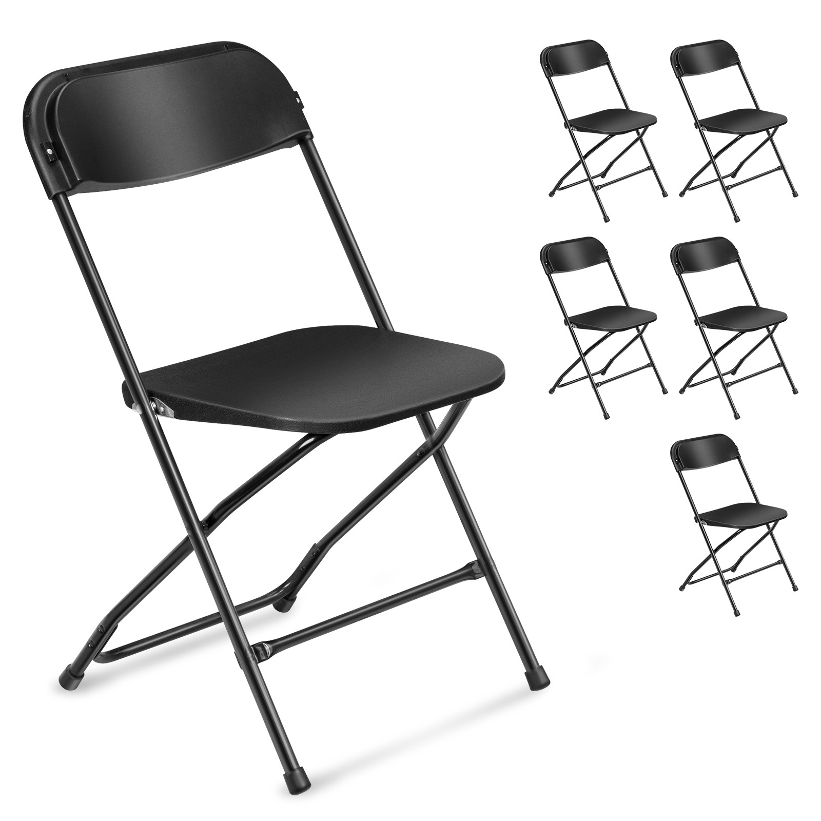 6PCS Wedding Party Event Quality Commercial Plastic Stackable Fold Chairs Black