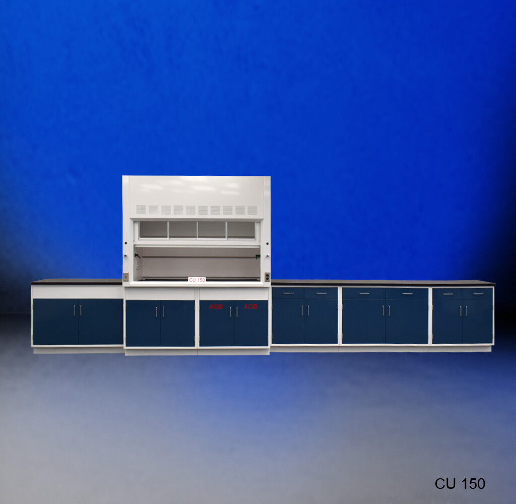 Fisher Amerian 6' Fume Hood/ Flammable Storage &14' Laboratory Cabinets / E1-730