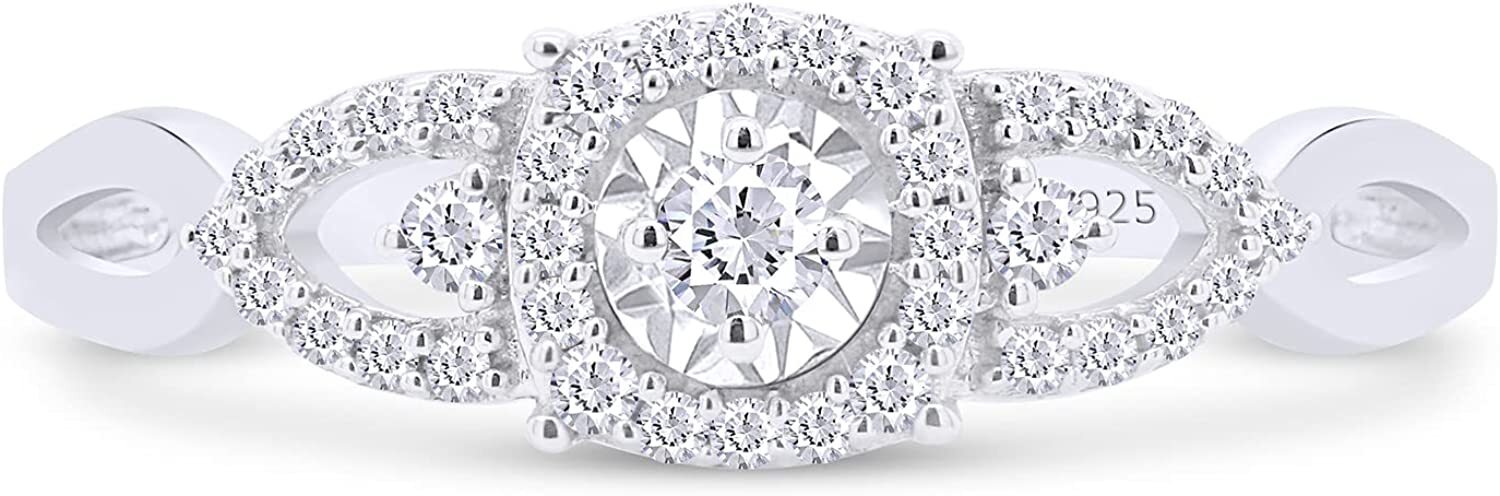 1/4ct Infinity Split Shank Promise Ring Natural Round Diamond Sterling Silver