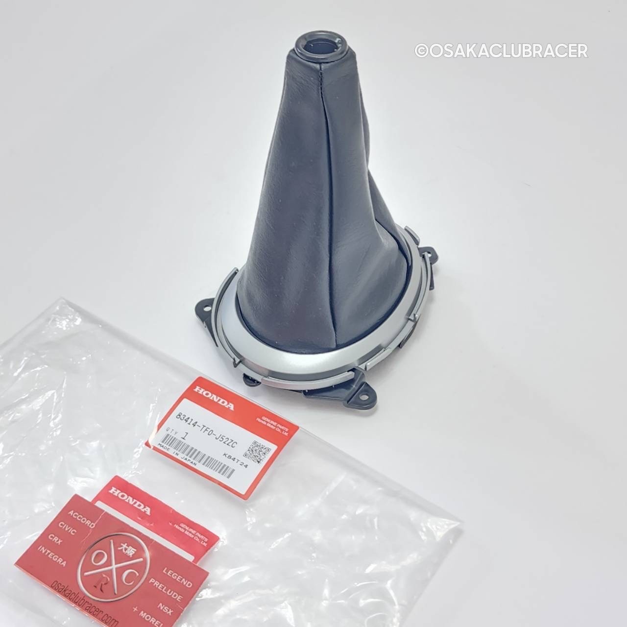 Genuine OEM 11-13 Honda Fit Shift Boot Black Silver Trim 83414-TF0-J52ZC GE8 5MT