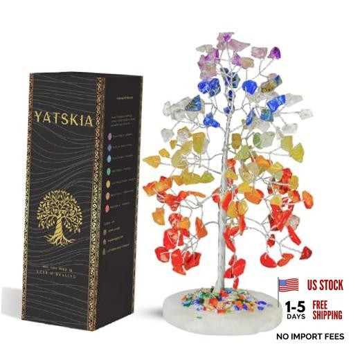 7 Chakra Tree of Life Crystal Tree | Birthday #1 Seven Chakra Agate Slice Base