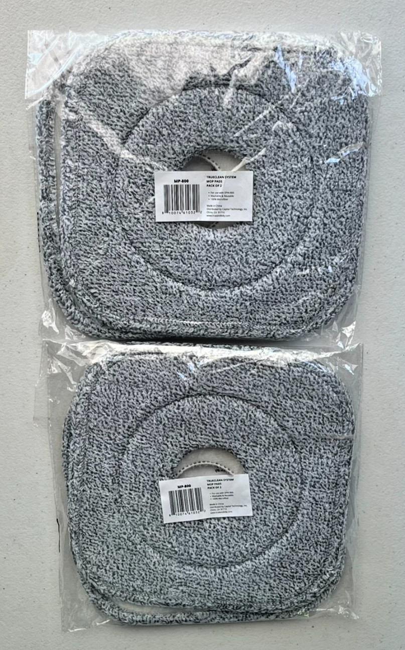 Square Mop Pads Replacement Compatible with SPIN-800 TrueClean, 4 Count