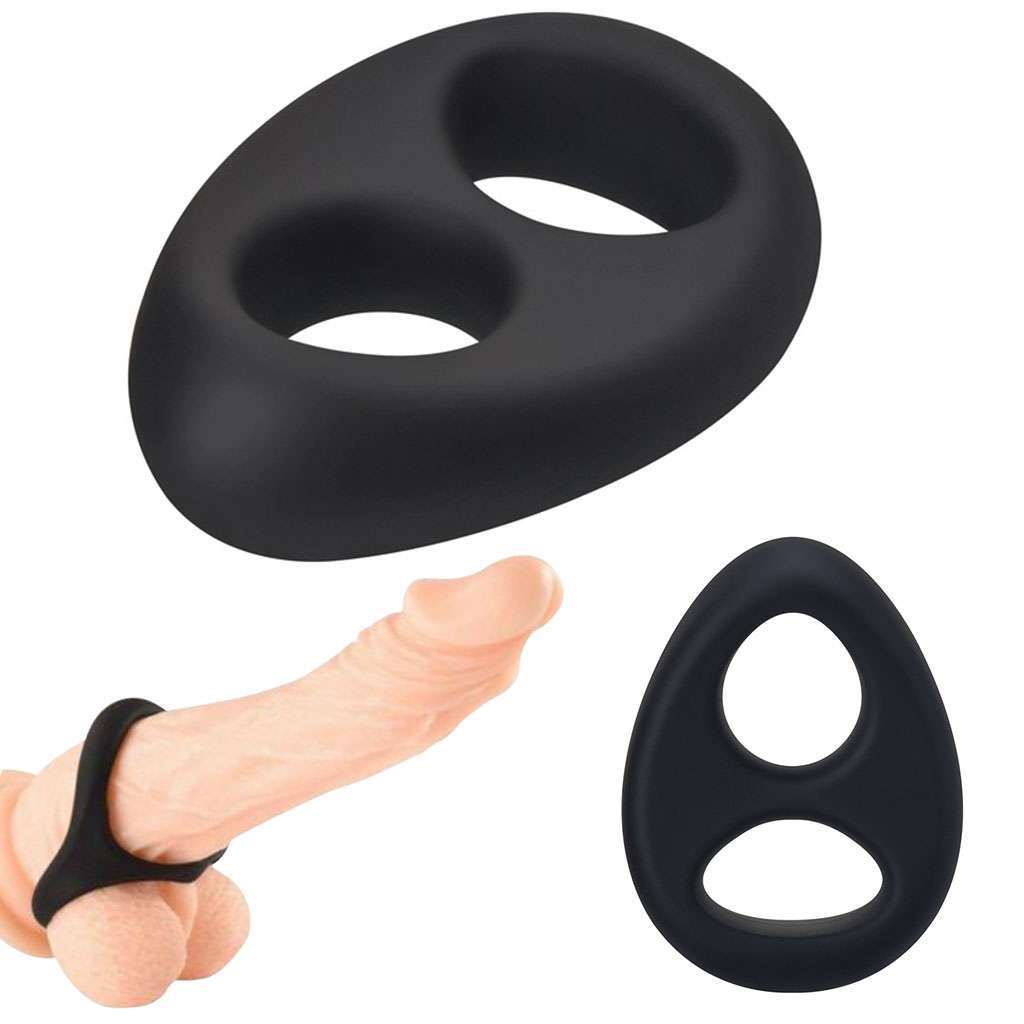 Male Men Double Cock Ring Ball Strap Get Hard Last Longer Penis Ring Enlarger US