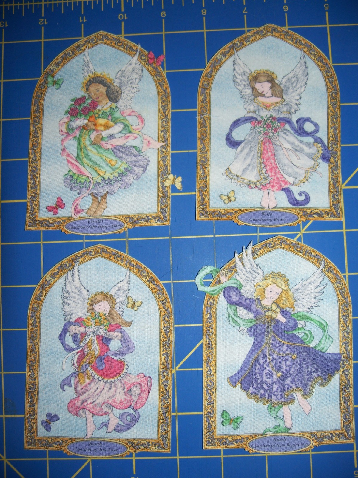 Fabric Iron On Appliques -  4 Angel Plaques