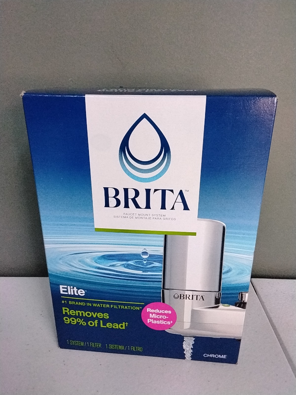 BRITA Elite Faucet Mount Filtration System Water Purification Chrome NEW