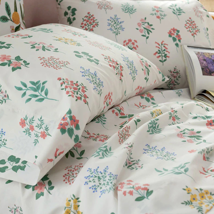 Rifle Paper Co. Hawthorne Classic Cool Percale Bed Sheet Set