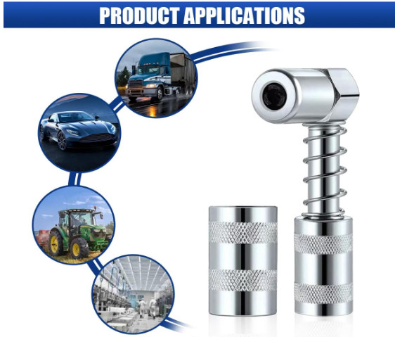 1 Set Grease Nozzle Adapter Grease Gun-Accessory 90 Degree Coupler Adapter Tool