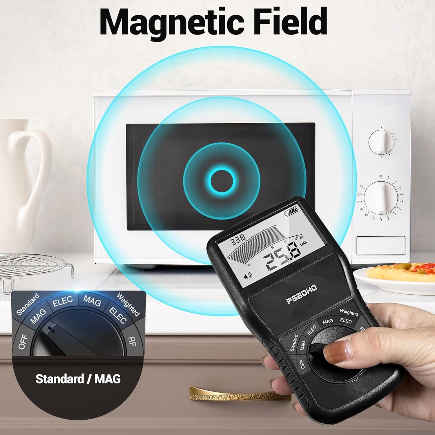 EMF Meter, 3-in-1 Multi-Field Electromagnetic Radiation Detector for EF RF MF...