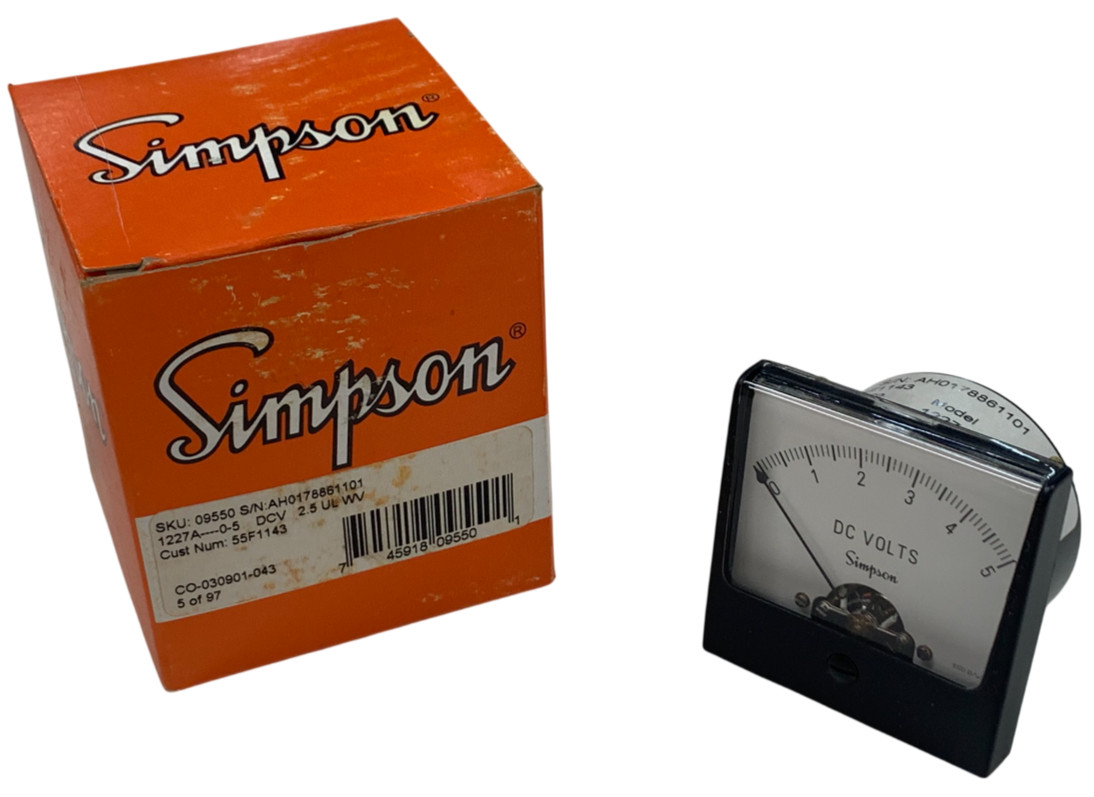 Simpson 09550 Model 1227 Analog Panel Meter Black Spade DC Voltage 0-5V 1227A0-5