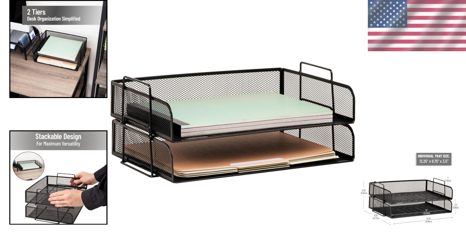 Versatile Stackable Desktop Trays - Stylish Organizer for Papers and Letters
