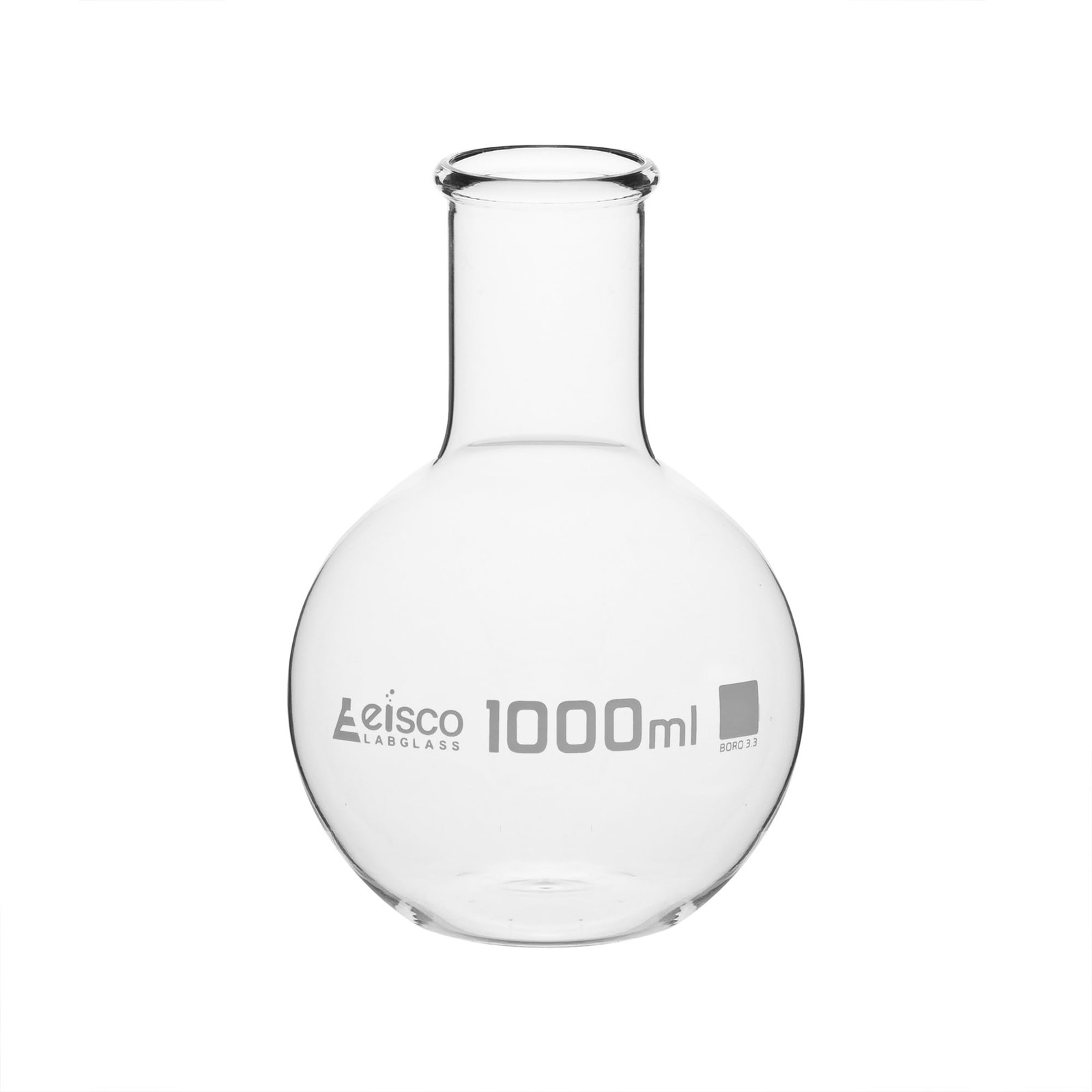 EISCO Boiling Flask, 1000ml - Borosilicate Glass - Flat Bottom, Wide Neck