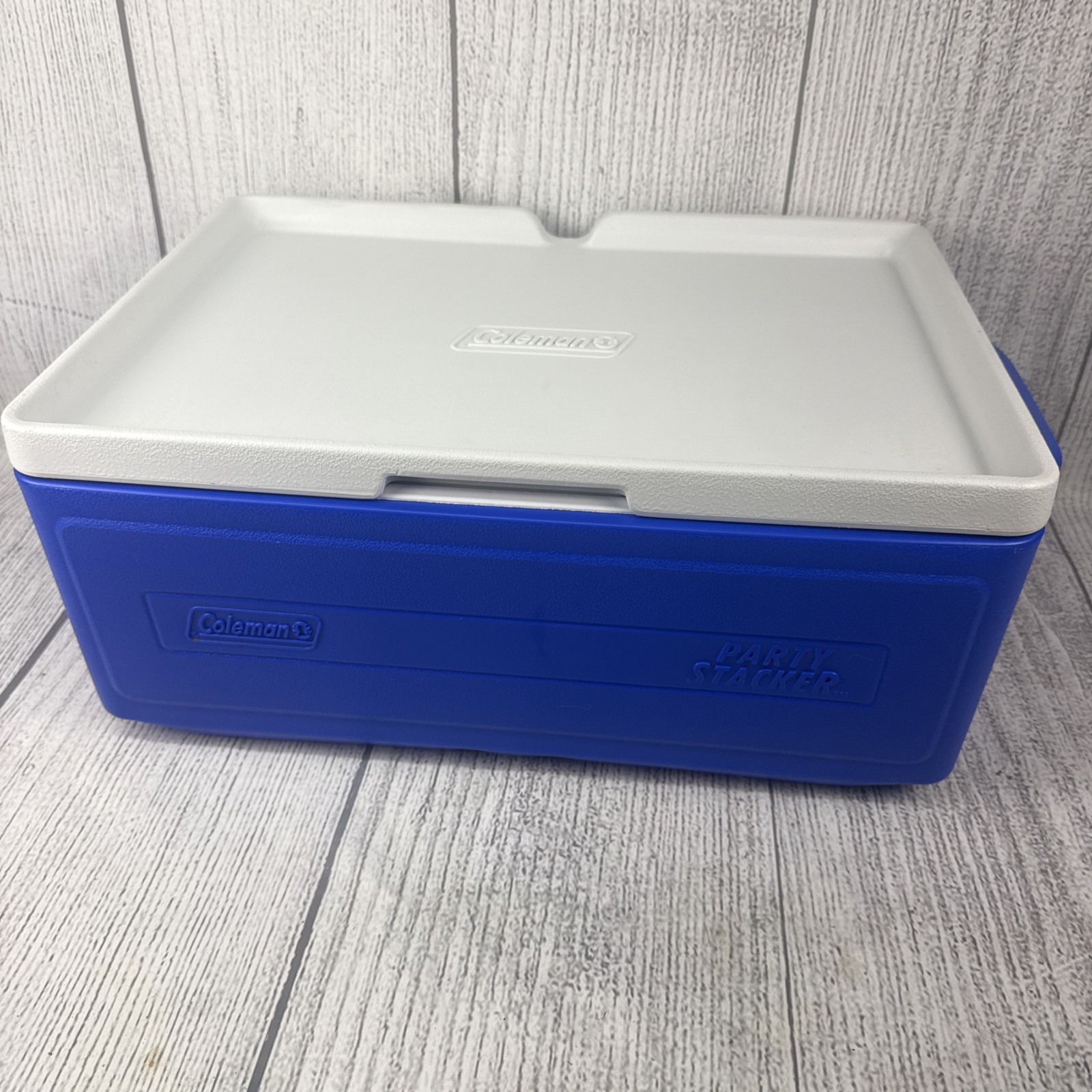 Very Clean Rare Coleman PARTY STACKER - 24 Can Cooler Sneaky Blue Model#6225 EUC