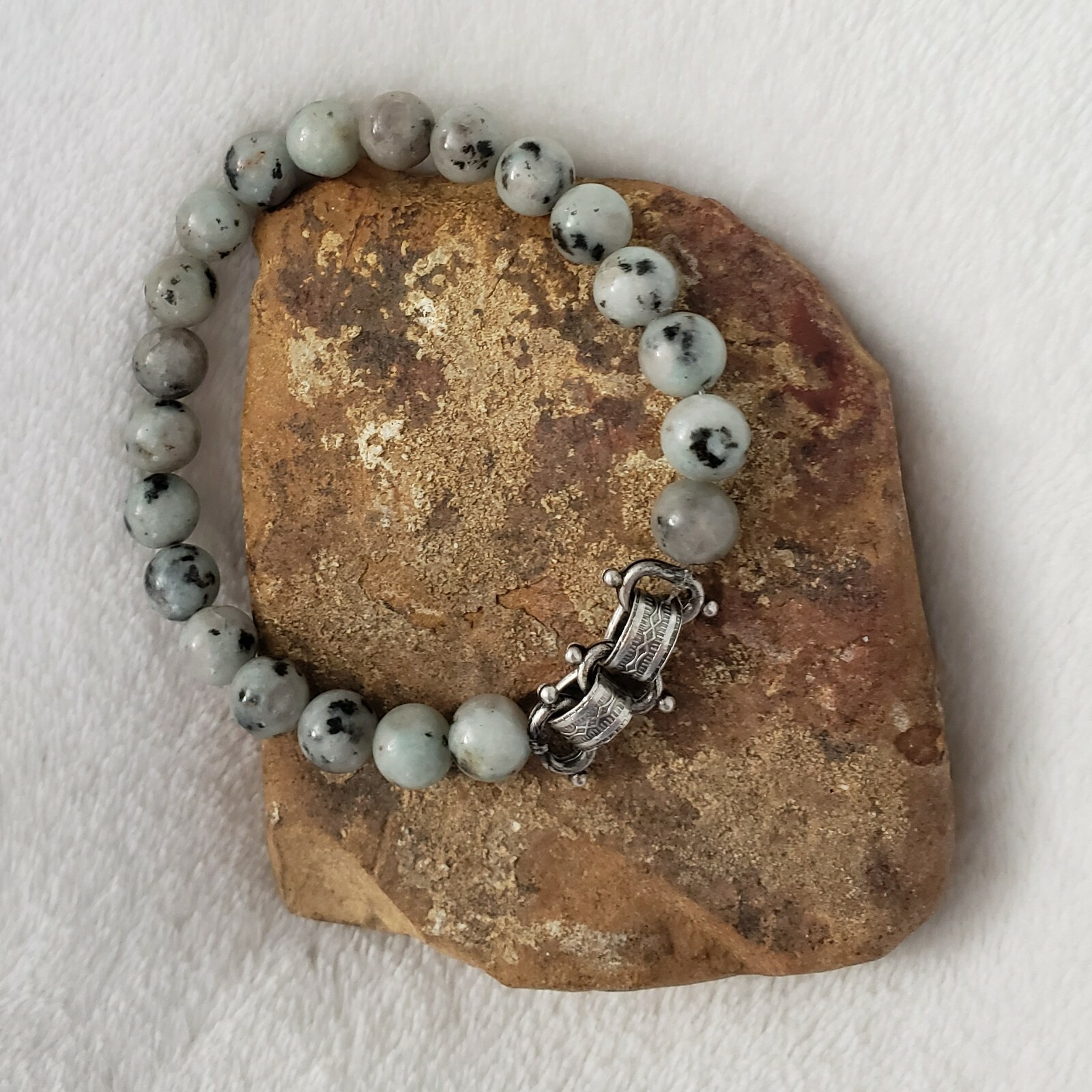 Book Chain & Sesame Jasper Stretch Bracelet Stretchy