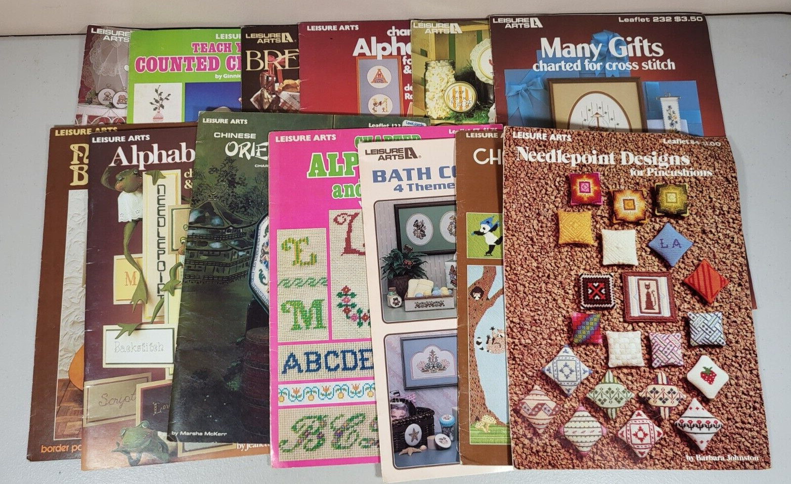 Lot of 13 Leisure Arts Counted Cross Stitch Leaflets & Booklets