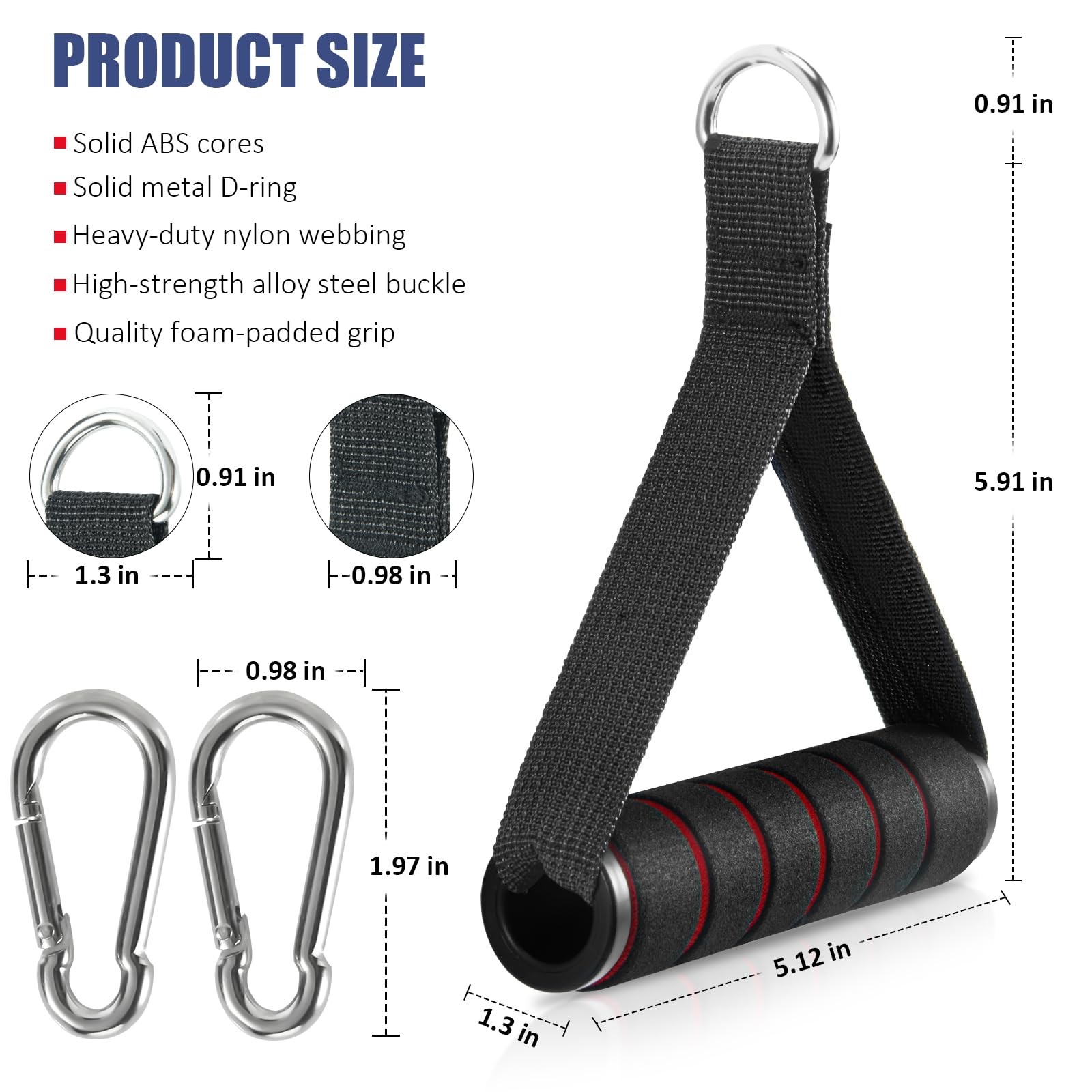 2 Pack Exercise Handles, Heavy-Duty Cable Machine Attachments for Strength Train