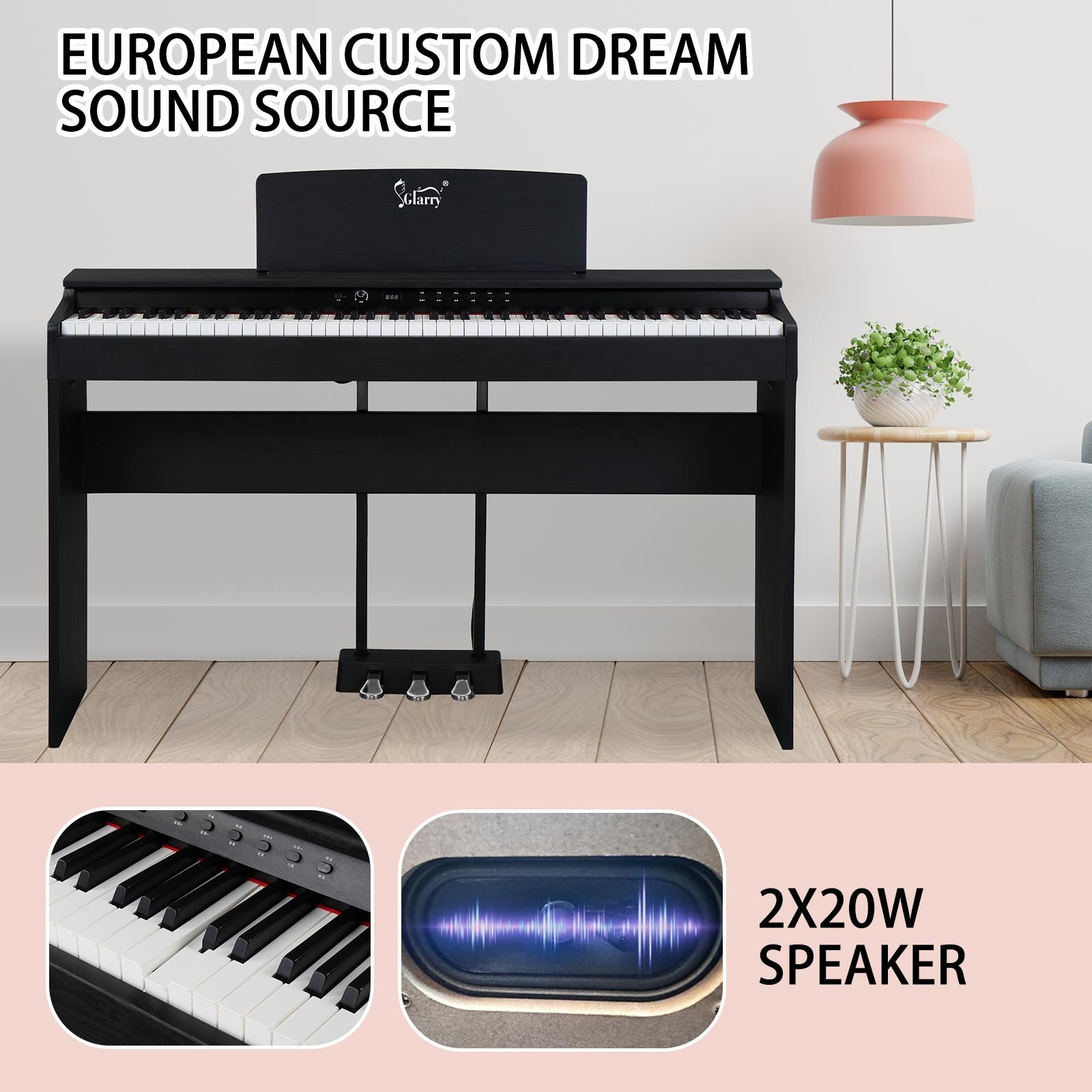 Glarry 88 Key GDP-105 Digital Electric Piano Full Standard Weighted Keyboards US