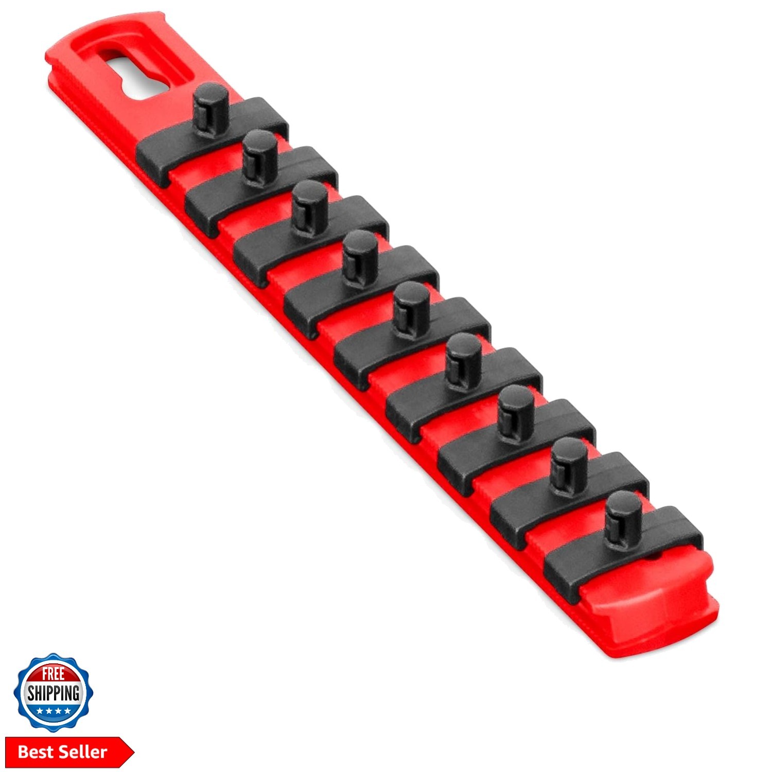 8410 8-Inch Socket Organizer with 9 1/4-Inch Twist Lock Clips, Red 8410-Red-1/4