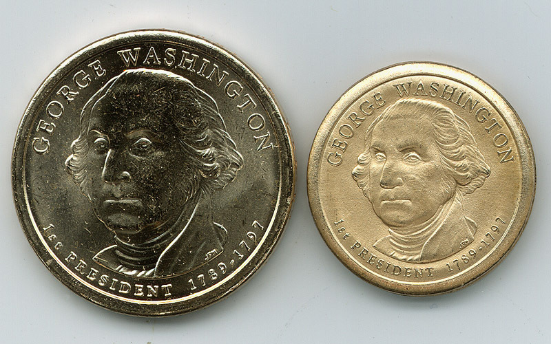 Uncirculated Washington Dollar, Magnetically SHRUNK to Diameter of a Nickel!