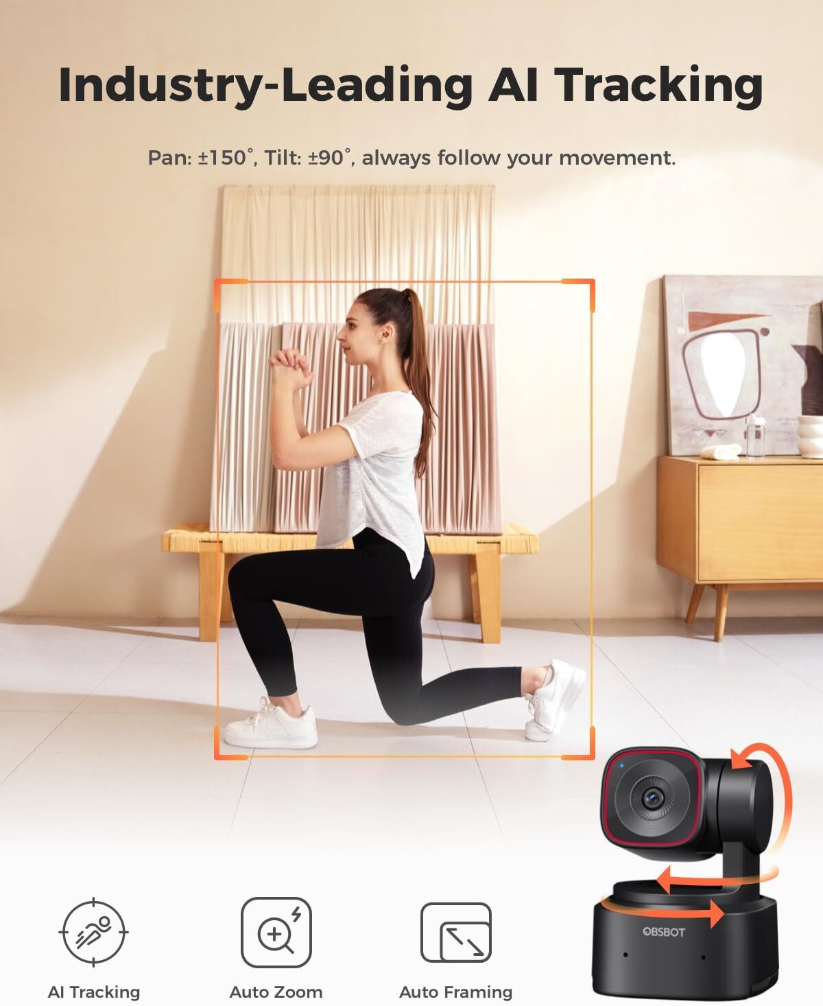 OBSBOT Tiny 2 Lite Webcam 4K AI Tracking Streaming PTZ Camera With 1/2"Sensor